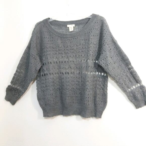 M. Rena Mohair blend soft open knit gray sweater M - Picture 1 of 10